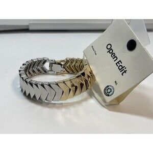 Open Edit Gold Rhodium Double Color  Arrow Design Stretch Bracelet New